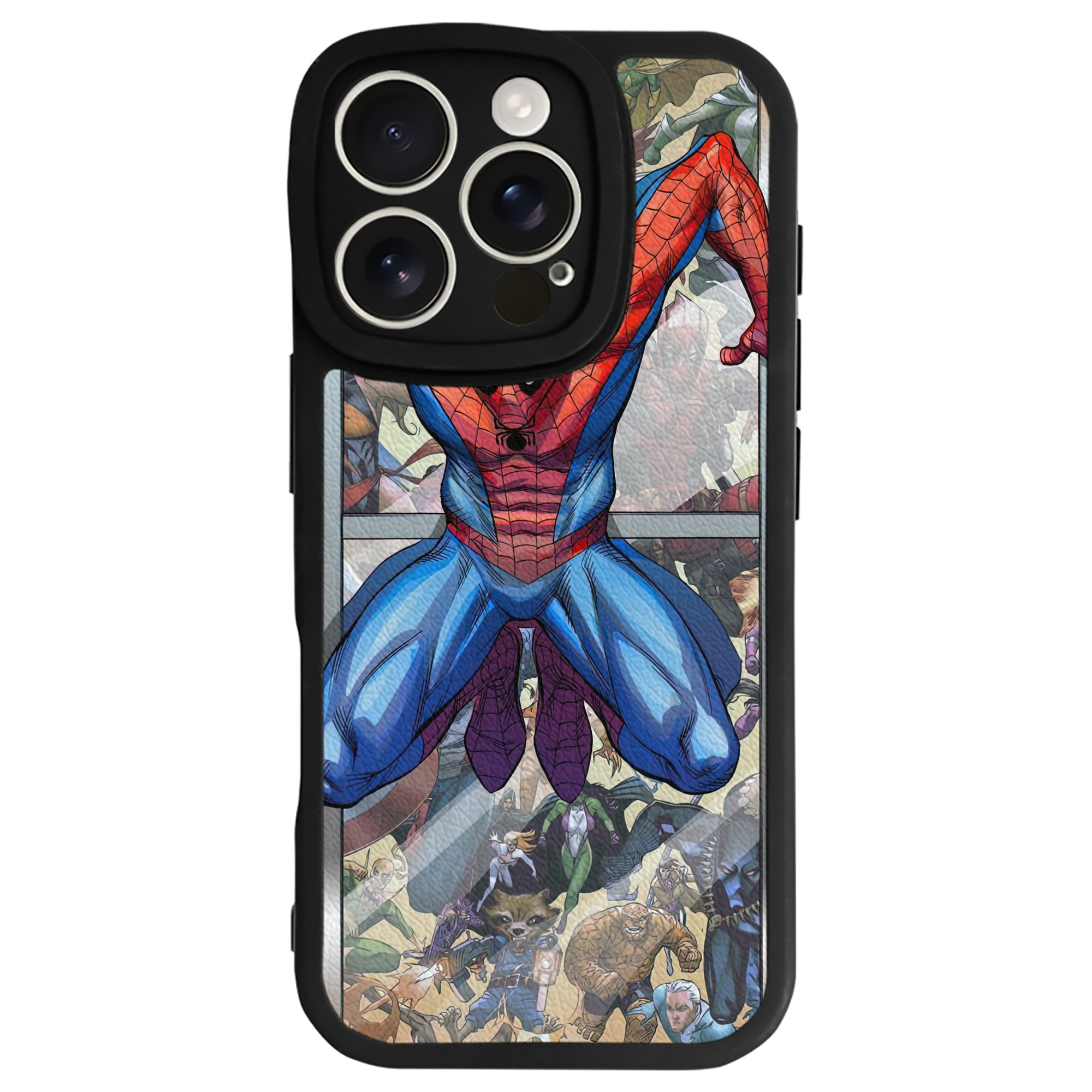 （画像用） Spider Man スパイダーマン 【iPhone 16シリーズ対応】シリコンスマホケース（レザー調） 材質：シリコン